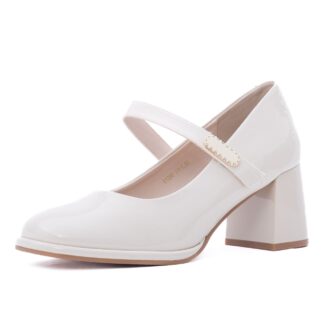 Pantofi dama Feeling alb piele lacuita