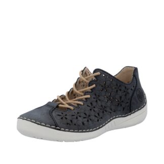 Pantofi dama Rieker bleumarin piele naturala nabuc