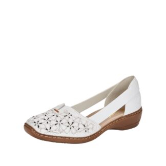 Pantofi dama casual Rieker alb piele naturala
