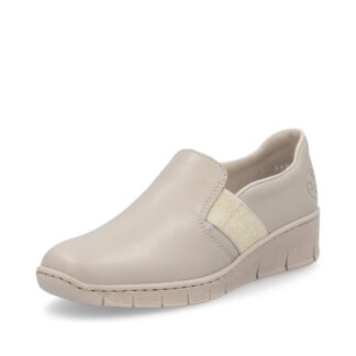 Pantofi dama Rieker crem piele naturala