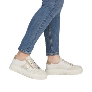 Pantofi dama Rieker alb piele naturala M1912-80