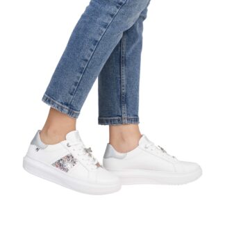 Pantofi dama sport Rieker alb piele ecologica W1202-83