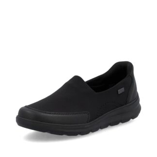 Pantofi impermeabili slip-on damă Rieker Z0054-00 negru talpă joasă