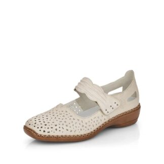Pantofi dama casual Rieker bej piele naturala