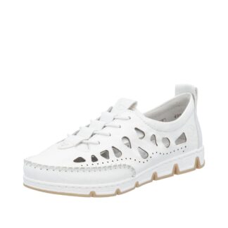 Pantofi dama casual Rieker alb piele naturala