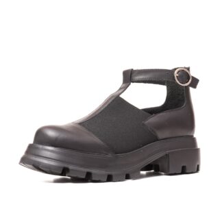 Pantofi vara tip botina piele naturala 038 Negru