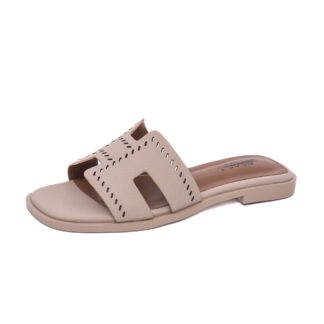 Papuci dama PASS Collection 7QXS60029A 52-N bej piele naturala