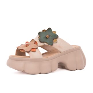Papuci dama PASS Collection 3OLY60001A 03-N bej piele naturala