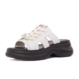 Papuci dama PASS Collection 9NMA60004A 13-N alb piele naturala