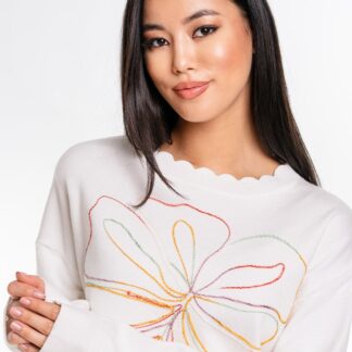 Pulovere dama Hermosa alb tricot