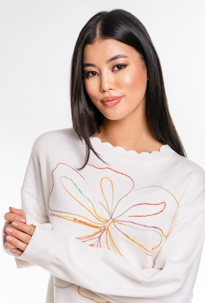 Pulovere dama Hermosa alb tricot