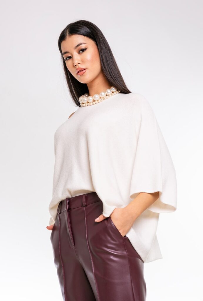 Pulovere dama Hermosa alb tricot