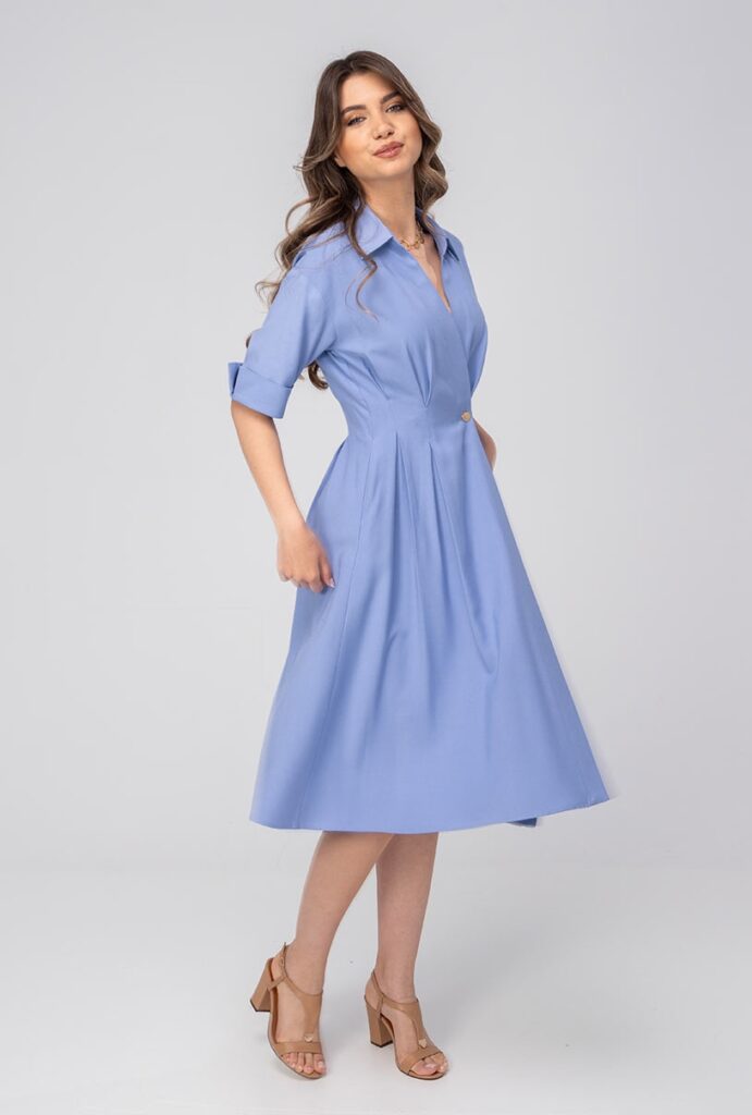 Rochii dama Hermosa bleu rayon