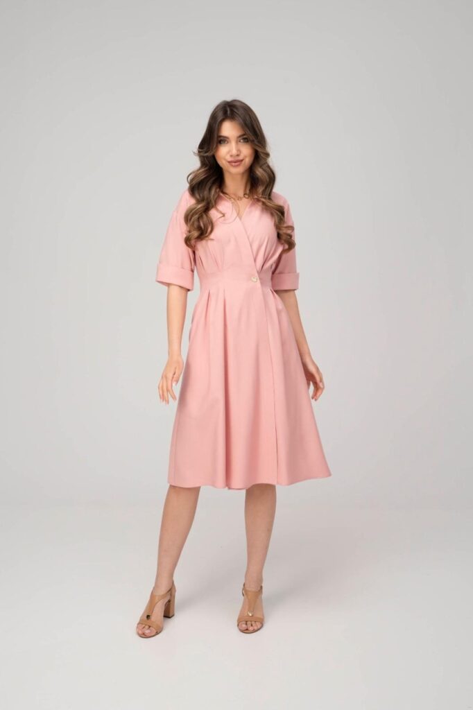 Rochii dama Hermosa roz rayon