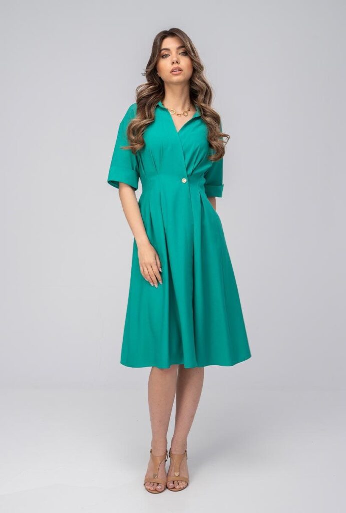 Rochii dama Hermosa verde rayon