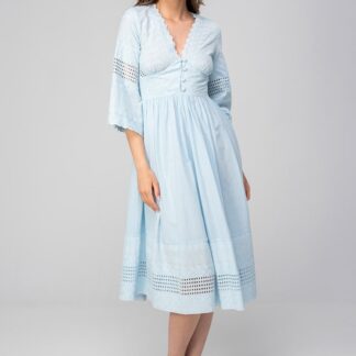 Rochii dama Hermosa bleu bumbac
