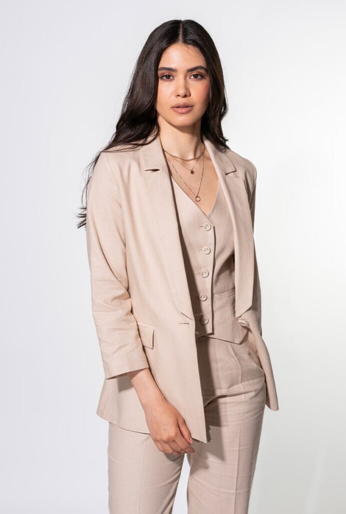 Sacouri dama Hermosa bej rayon