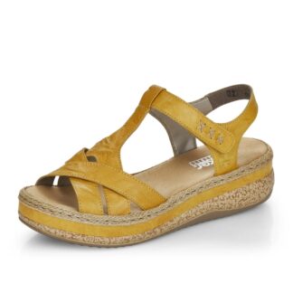 Sandale dama casual Rieker galben piele ecologica V0919-68