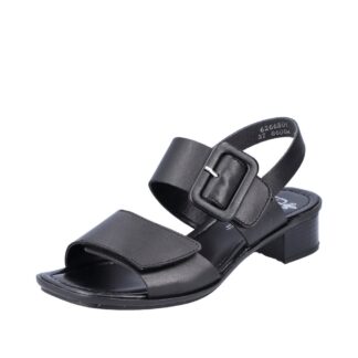 Sandale dama casual Rieker negru piele naturala