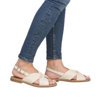 Sandale dama casual Remonte crem piele naturala D3674-60 din piele
