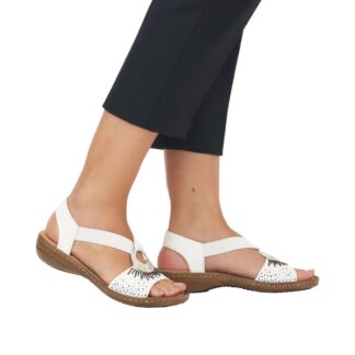 Sandale dama Rieker alb material sintetic