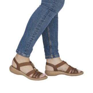 Sandale dama Rieker maro material sintetic