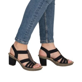Sandale dama Rieker negru material sintetic