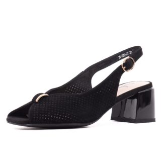 Sandale dama Feeling negru piele intoarsa