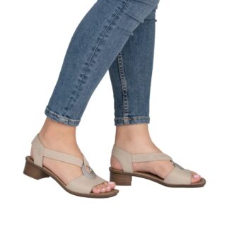 Sandale dama Rieker bej piele mix
