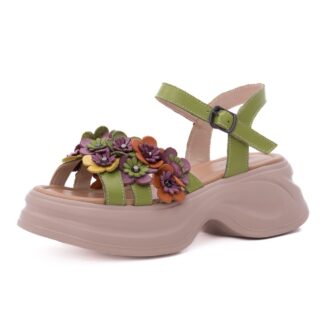 Sandale dama PASS Collection 3OLY80012C 06-N verde piele naturala
