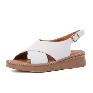 Sandale dama casual PASS Collection 7IKL60020D 13-N alb piele naturala
