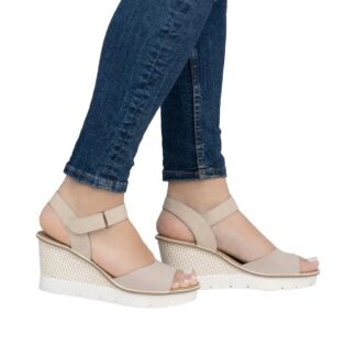 Sandale dama Rieker bej piele naturala