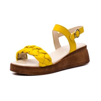 Sandale dama elegant Leofex galben piele naturala