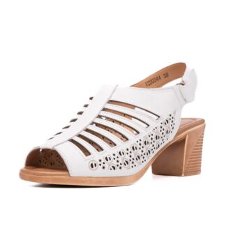 Sandale dama casual PASS Collection W1W200044 13-N alb piele naturala