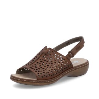 Sandale dama casual Rieker maro piele naturala