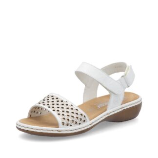 Sandale dama casual Rieker alb piele ecologica