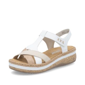 Sandale dama Rieker alb piele ecologica V0919-80 alb