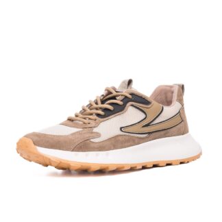 Adidasi barbati sport Franco Gerardo camel/bej/alb piele mix