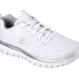 Adidasi dama sport Skechers alb material textil
