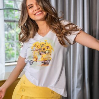 Tricouri dama Hermosa alb bumbac