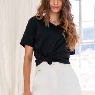 Tricouri dama Hermosa negru bumbac