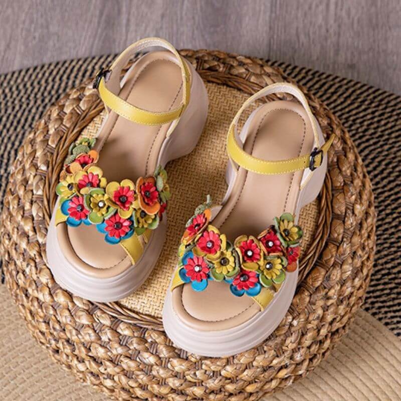 Sandale dama din piele naturala PASS Collection 3OLY80012 08 galben - imagine 4