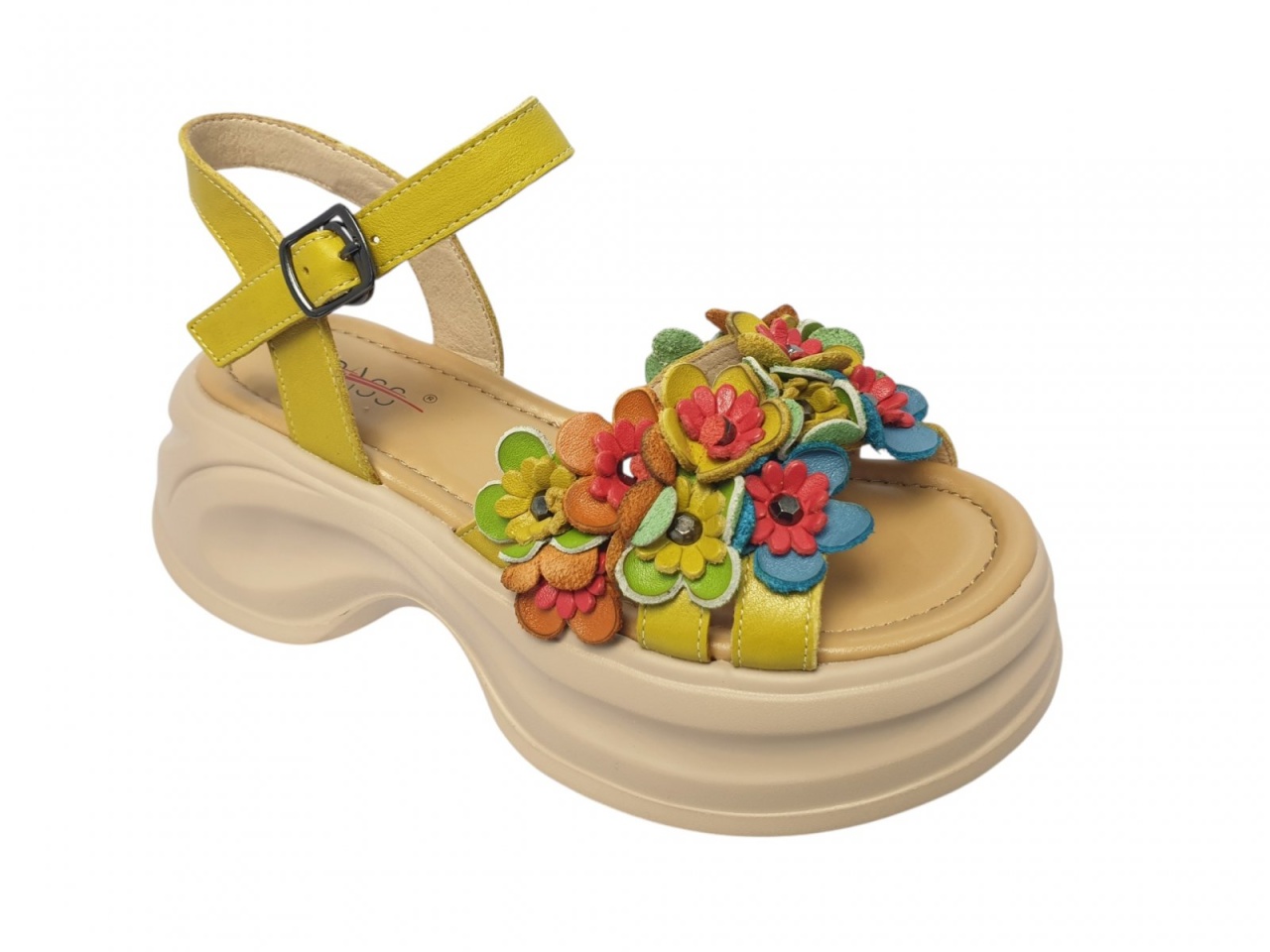Sandale dama din piele naturala PASS Collection 3OLY80012 08 galben - imagine 2