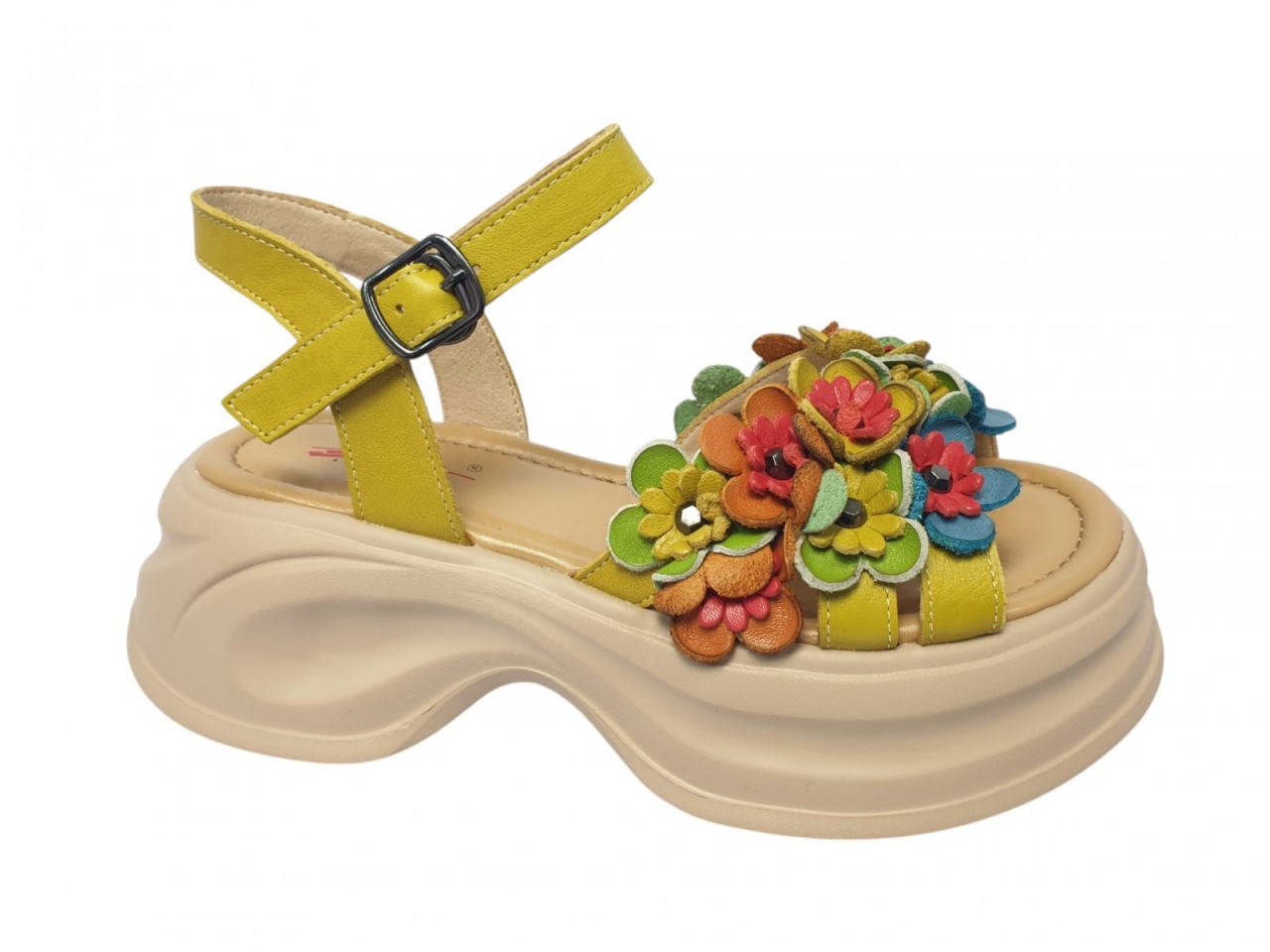 Sandale dama din piele naturala PASS Collection 3OLY80012 08 galben - imagine 5