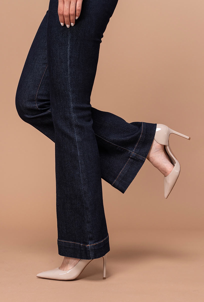 Pantaloni dama Hermosa bleumarin bumbac