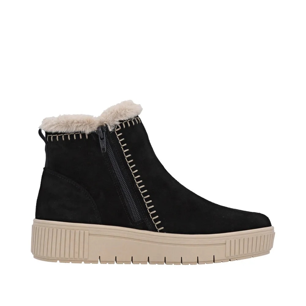 Botine dama din piele naturala intoarsa Remonte D3B70-03 negru