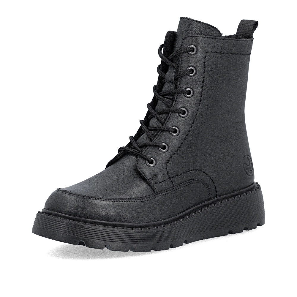 Botine dama din piele naturala Rieker 70410-00 negru