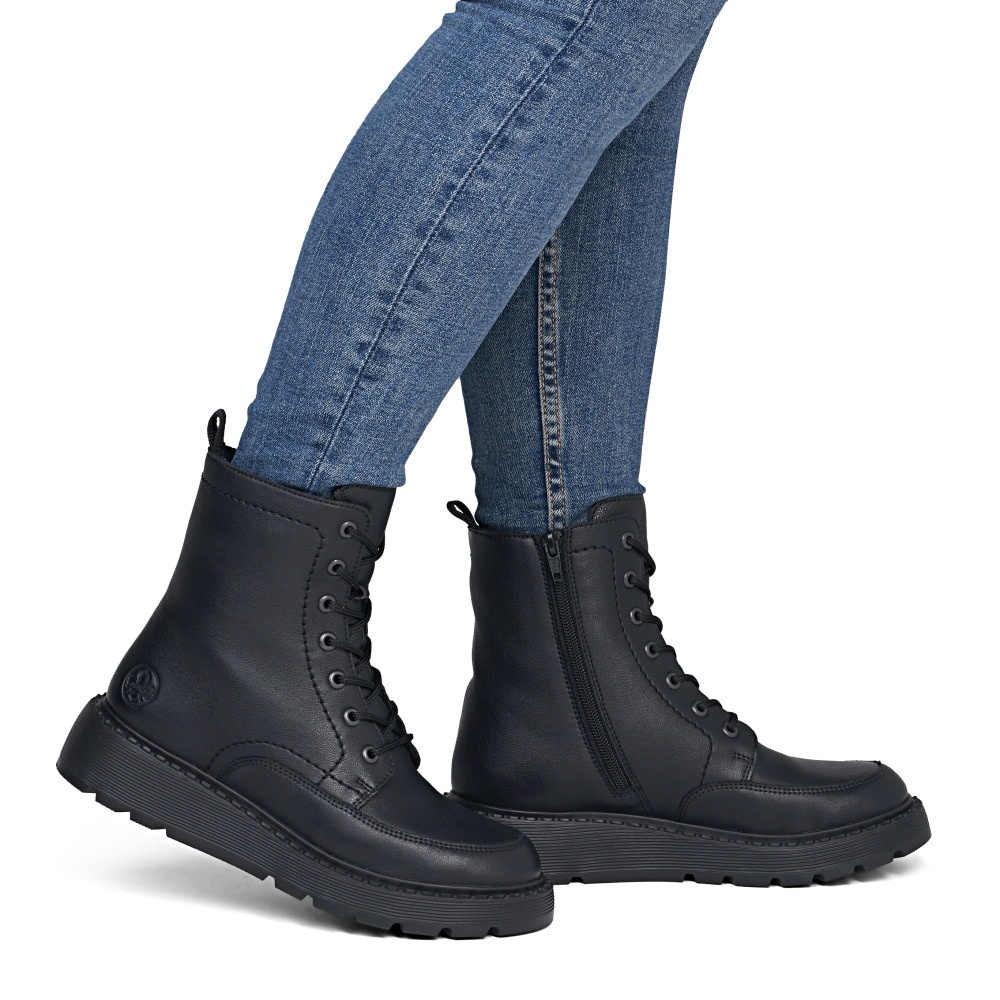 Botine dama din piele naturala Rieker 70410-00 negru