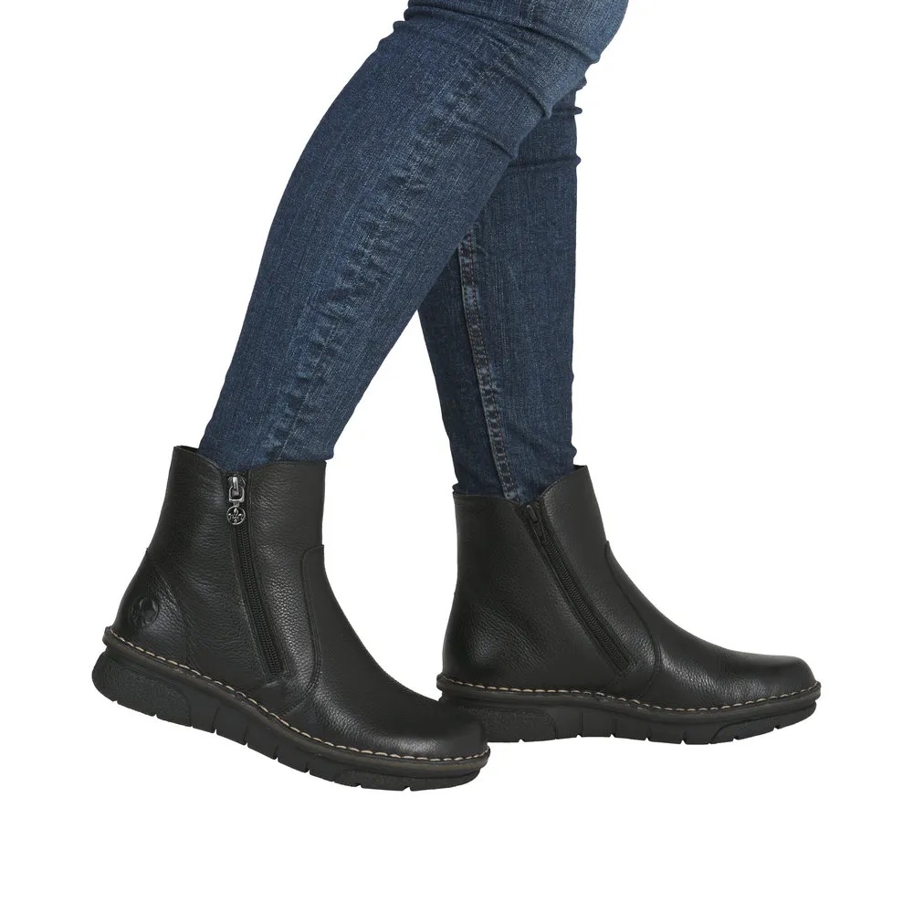 Botine dama din piele naturala Rieker 73365-00 negru
