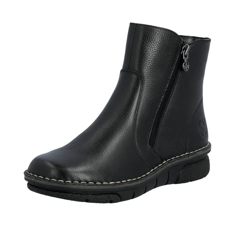 Botine dama din piele naturala Rieker 73365-00 negru